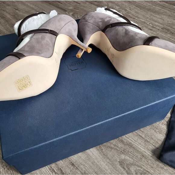 Grey Black Malone Souliers Heels 36.5 - Picture 3 of 6